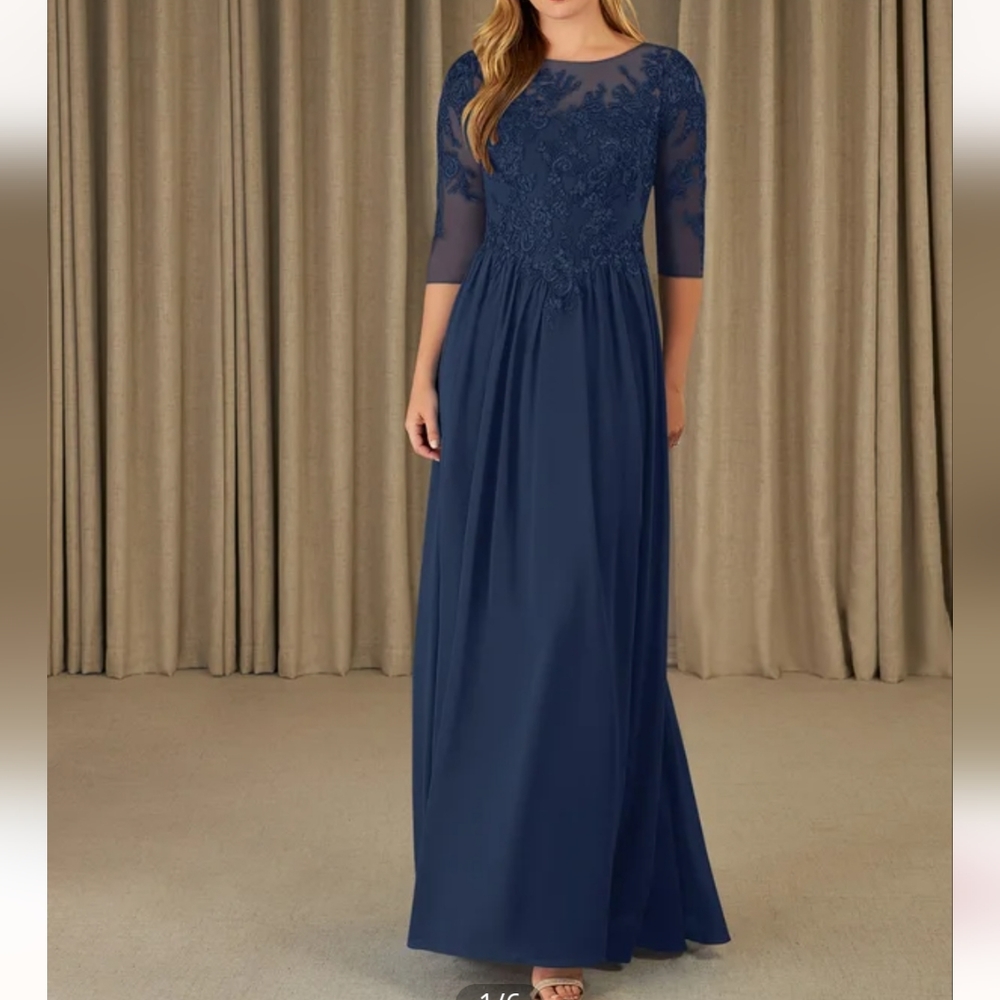 Navy Blue Bridesmaid Mother of the Bride Event Dress Lace Size 26 NWT Mirielle